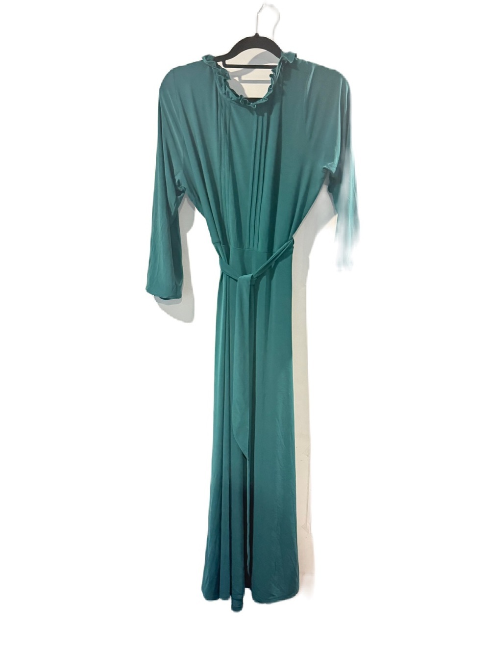 Teal Long Sleeve Maxi Dress with Waist Tie